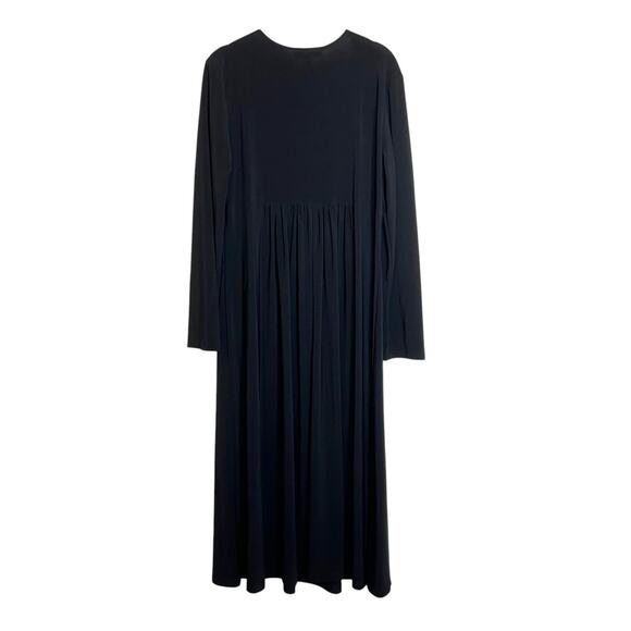 Coldwater Creek Womens Midi Dress Size 12 Black Long Sleeve V-Neck Pleated Waist - Picture 3 of 7